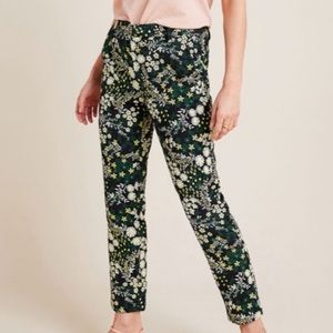 Anthropologie Daisy Embroidered Jacquard Trousers
